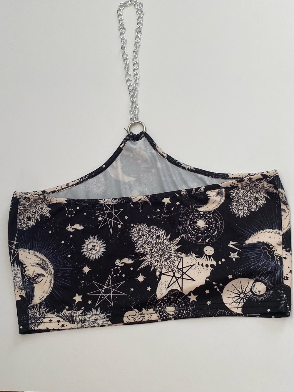 ROMWE Celestial Halter Bralette in Black & Cream halter top crop top chain top - Picture 3 of 8